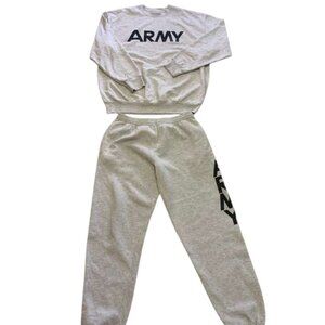 Army Sweatsuit Sweatshirt Sweatpants Set Gray Size M Military USA